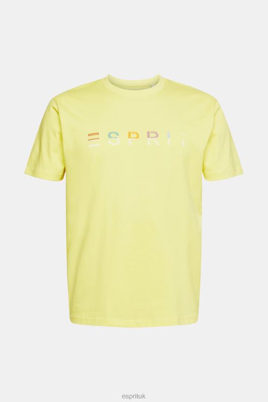 Esprit Jersey T-shirt with an embroidered logo Men Bright Yellow T-Shirts P0D0X920 - Image 5