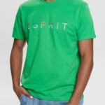 Esprit Jersey T-shirt with an embroidered logo Men Green T-Shirts P0D0X916