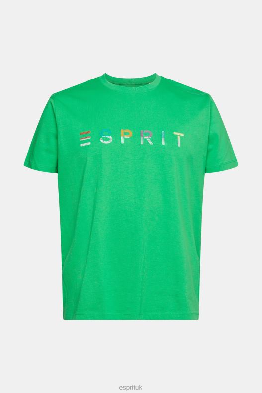 Esprit Jersey T-shirt with an embroidered logo Men Green T-Shirts P0D0X916 - Image 5