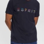 Esprit Jersey T-shirt with an embroidered logo Men Navy T-Shirts P0D0X917