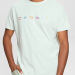 Esprit Jersey T-shirt with an embroidered logo Men Pastel Blue T-Shirts P0D0X919