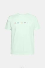 Esprit Jersey T-shirt with an embroidered logo Men Pastel Blue T-Shirts P0D0X919 - Image 5