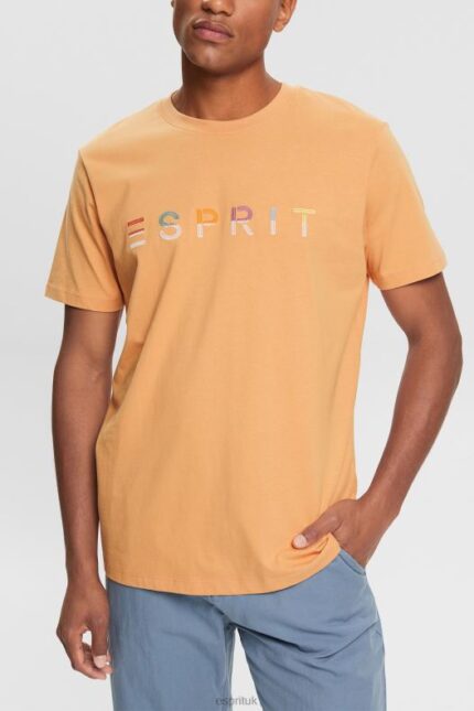 Esprit Jersey T-shirt with an embroidered logo Men Peach T-Shirts P0D0X918