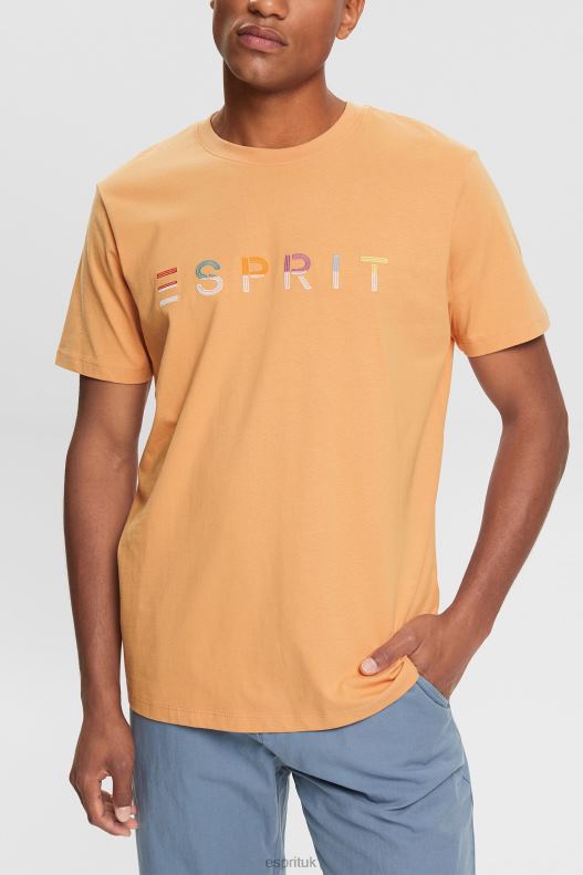 Esprit Jersey T-shirt with an embroidered logo Men Peach T-Shirts P0D0X918 - Image 1