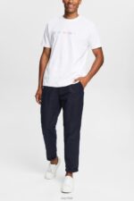 Esprit Jersey T-shirt with an embroidered logo Men White T-Shirts P0D0X915 - Image 2