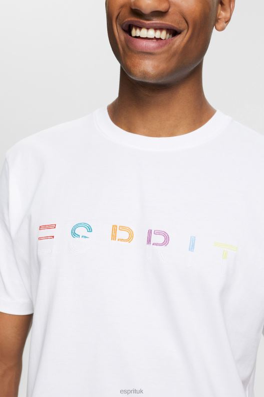 Esprit Jersey T-shirt with an embroidered logo Men White T-Shirts P0D0X915 - Image 3