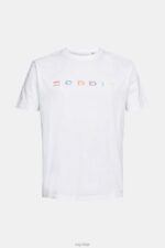 Esprit Jersey T-shirt with an embroidered logo Men White T-Shirts P0D0X915 - Image 5