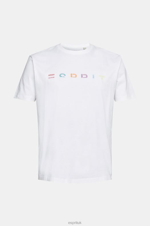 Esprit Jersey T-shirt with an embroidered logo Men White T-Shirts P0D0X915 - Image 5