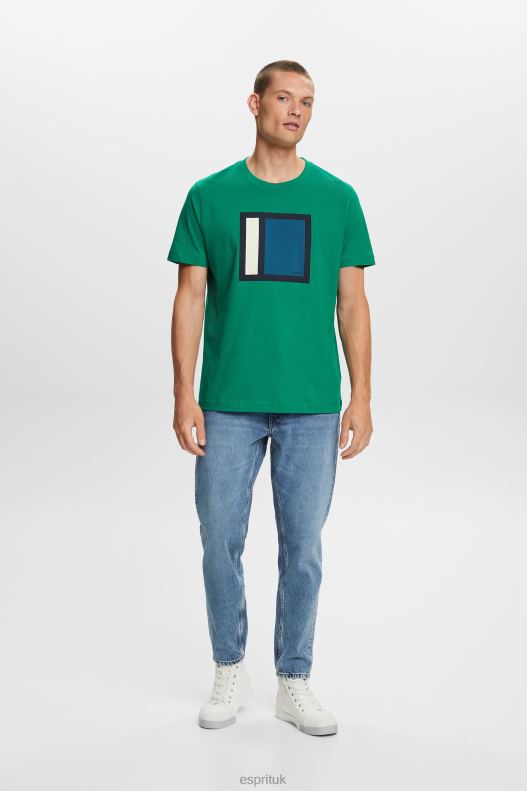 Esprit Jersey T-shirt with print, 100% cotton Men Dark Green T-Shirts P0D0X584 - Image 2