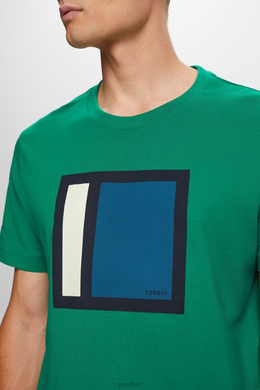 Esprit Jersey T-shirt with print, 100% cotton Men Dark Green T-Shirts P0D0X584 - Image 3