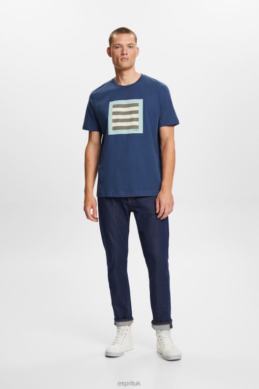 Esprit Jersey T-shirt with print, 100% cotton Men Grey Blue T-Shirts P0D0X585 - Image 2