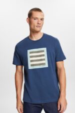 Esprit Jersey T-shirt with print, 100% cotton Men Grey Blue T-Shirts P0D0X585