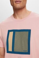 Esprit Jersey T-shirt with print, 100% cotton Men Old Pink T-Shirts P0D0X586 - Image 3