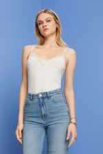 Esprit Jersey top with lace trim Women Ice Top P0D0X140