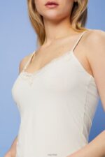 Esprit Jersey top with lace trim Women Ice Top P0D0X140 - Image 3