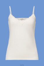Esprit Jersey top with lace trim Women Ice Top P0D0X140 - Image 5