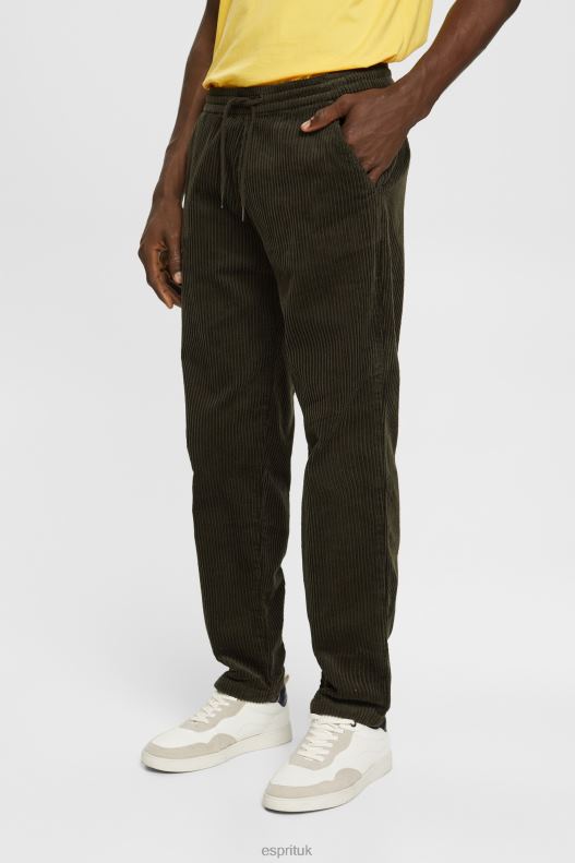 Esprit Jogger style corduroy trousers Men Dark Khaki Trousers & Pants P0D0X332 - Image 1