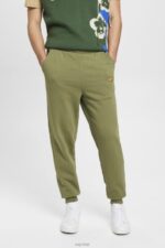 Esprit Joggers with logo print Men Olive Joggers P0D0X666
