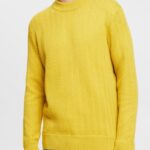 Esprit Jumper with herringbone pattern Men Dusty Yellow Sweaters P0D0X830