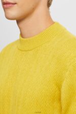 Esprit Jumper with herringbone pattern Men Dusty Yellow Sweaters P0D0X830 - Image 3
