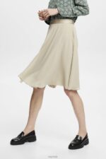 Esprit Knee-length chiffon skirt Women Dusty Green Skirts P0D0X279