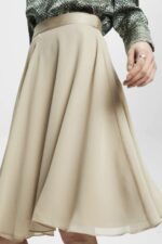 Esprit Knee-length chiffon skirt Women Dusty Green Skirts P0D0X279 - Image 3