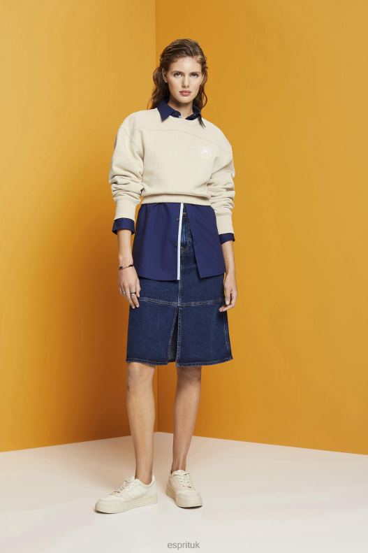 Esprit Knee-length denim skirt Women Blue Medium Wash Skirts P0D0X269 - Image 2