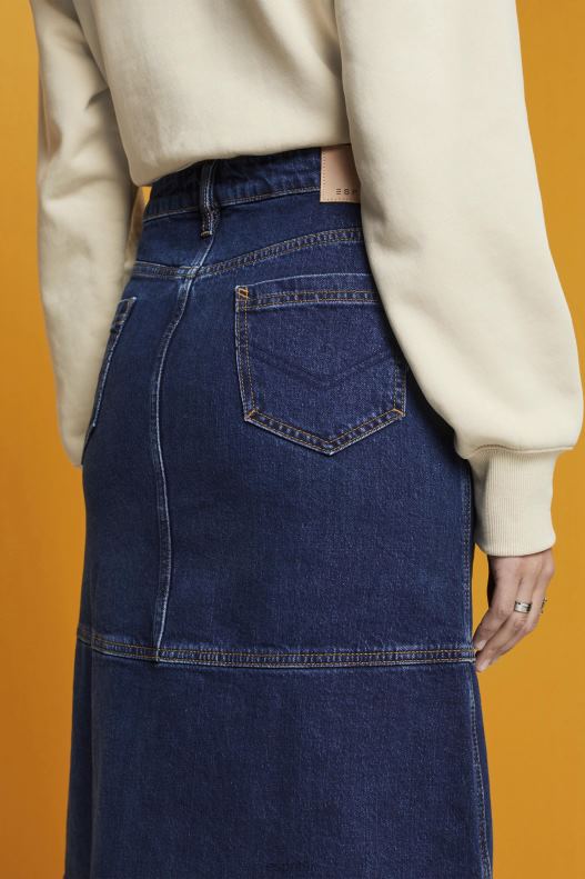 Esprit Knee-length denim skirt Women Blue Medium Wash Skirts P0D0X269 - Image 3