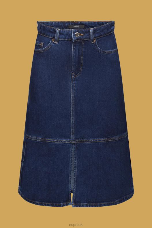 Esprit Knee-length denim skirt Women Blue Medium Wash Skirts P0D0X269 - Image 5