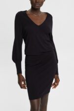 Esprit Knit dress with slit sleeves, LENZING ECOVERO Women Black Dresses P0D0X442