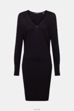 Esprit Knit dress with slit sleeves, LENZING ECOVERO Women Black Dresses P0D0X442 - Image 5