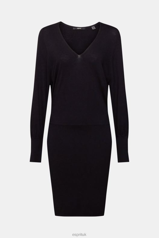 Esprit Knit dress with slit sleeves, LENZING ECOVERO Women Black Dresses P0D0X442 - Image 5