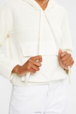Esprit Knit hooded jumper Women Off White Sweaters P0D0X563 - Image 3