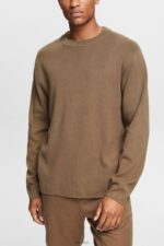 Esprit Knit jumper Men Khaki Green Sweaters P0D0X840