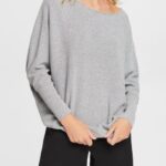 Esprit Knitted bat sleeve jumper Women Medium Grey Sweaters P0D0X544