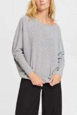 Esprit Knitted bat sleeve jumper Women Medium Grey Sweaters P0D0X544