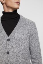 Esprit Knitted cardigan with buttons Men Medium Grey Sweaters P0D0X697 - Image 3