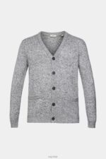 Esprit Knitted cardigan with buttons Men Medium Grey Sweaters P0D0X697 - Image 5