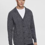 Esprit Knitted cardigan with buttons Men Navy Sweaters P0D0X698