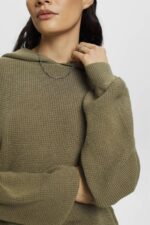 Esprit Knitted hoodie Women Light Khaki Sweatshirts & Hoodies P0D0X244 - Image 3