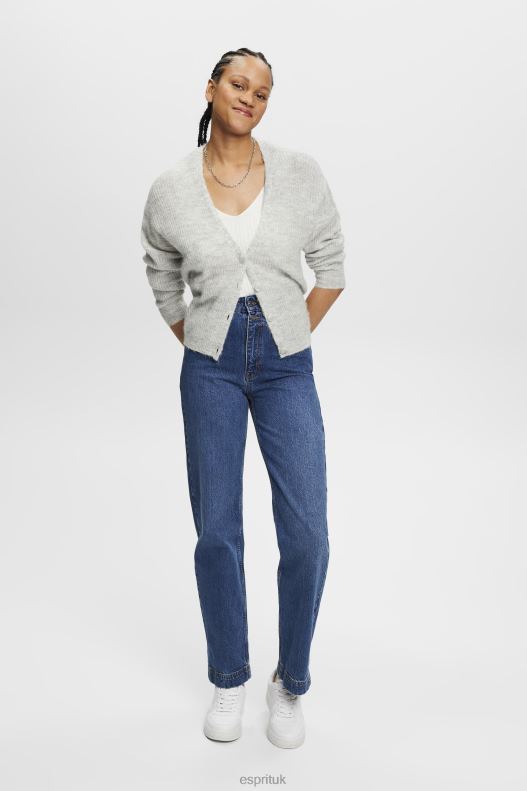 Esprit Knitted V-neck top with linen Women Off White Sweaters P0D0X305 - Image 2