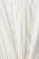 Esprit Knitted V-neck top with linen Women Off White Sweaters P0D0X305 - Image 4