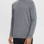 Esprit Knitted wool sweater Men Grey Sweaters P0D0X907