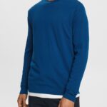 Esprit Knitted wool sweater Men Petrol Blue Sweaters P0D0X905