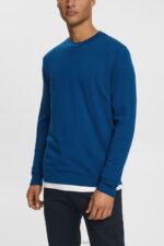 Esprit Knitted wool sweater Men Petrol Blue Sweaters P0D0X905
