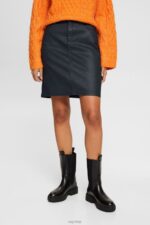 Esprit Leather effect midi skirt Women Black Skirts P0D0X443