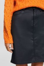 Esprit Leather effect midi skirt Women Black Skirts P0D0X443 - Image 3