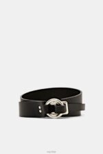Esprit Leather Pull Through Belt Women Black Accessories P0D0X18