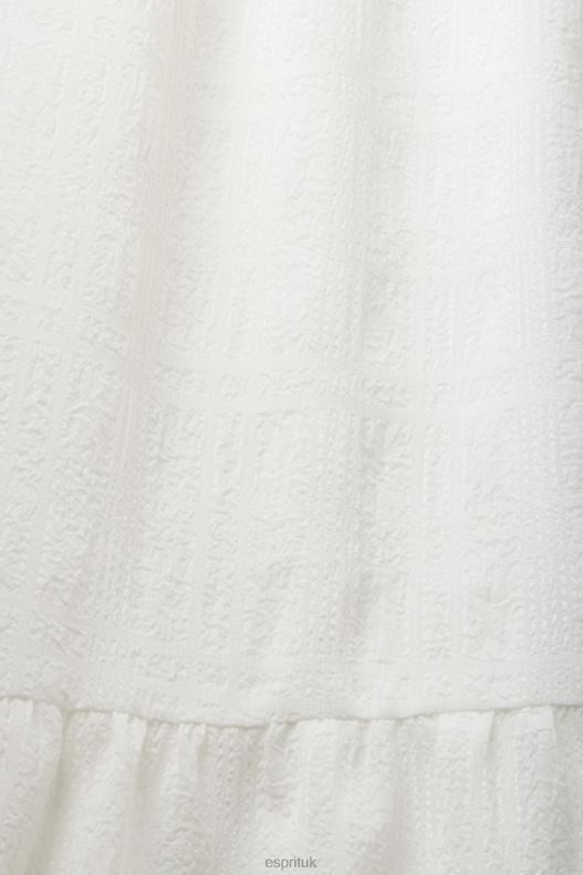 Esprit Lightweight midi dress with balloon sleeves Women Off White Dresses P0D0X294 - Image 4