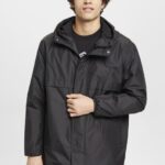 Esprit Lightweight rain jacket with hood Men Black Jackets P0D0X764